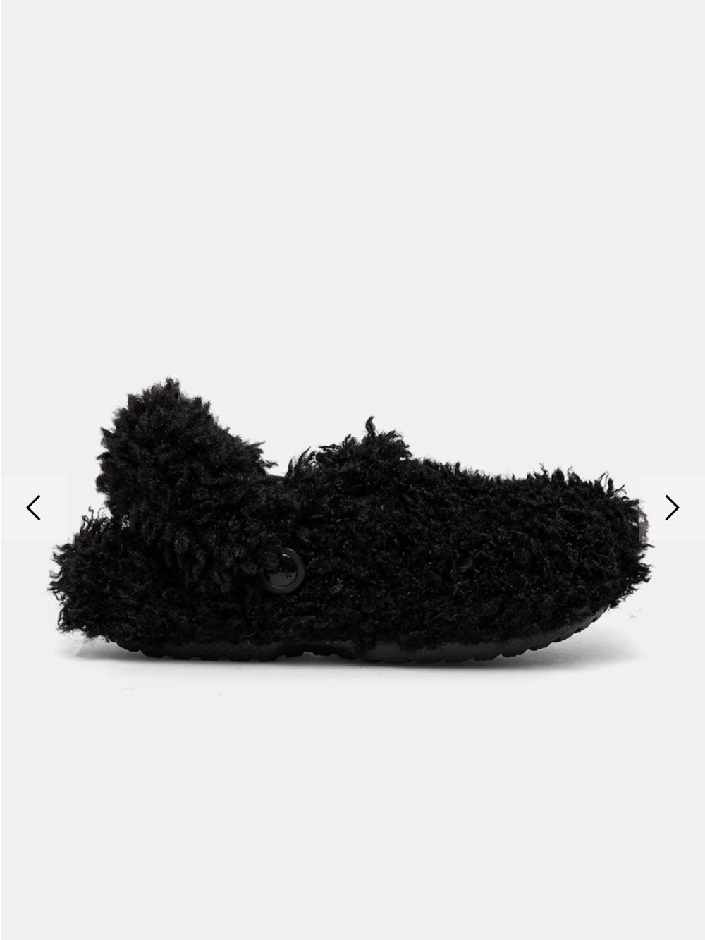 Crocs Classic Shaggy Faux Fur Lined Clog Womens Size 8 Black Teddy Bear NEW